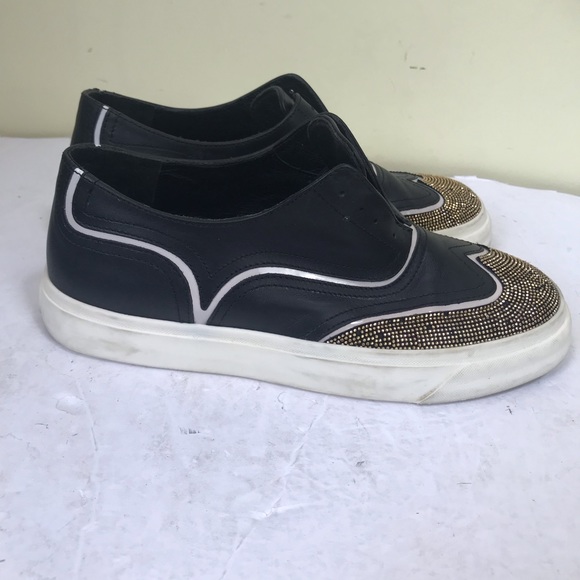 Giuseppe Zanotti Leather Mini Studs Sneakers Slip On Oxford Slides Logo Glitter - Picture 2 of 16